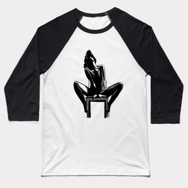 Woman on chair Baseball T-Shirt by PrintsHessin